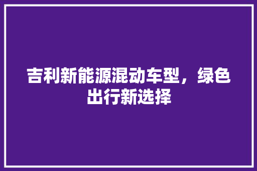 吉利新能源混动车型，绿色出行新选择