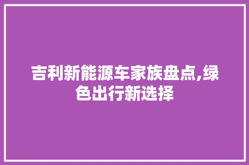 吉利新能源车家族盘点,绿色出行新选择