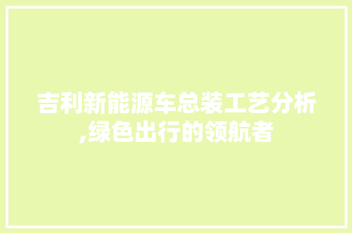 吉利新能源车总装工艺分析,绿色出行的领航者