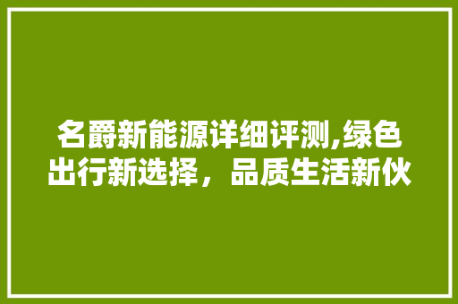 名爵新能源详细评测,绿色出行新选择，品质生活新伙伴