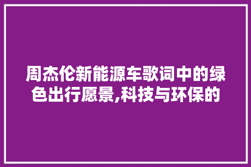 周杰伦新能源车歌词中的绿色出行愿景,科技与环保的交响曲