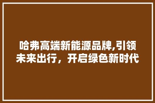 哈弗高端新能源品牌,引领未来出行，开启绿色新时代