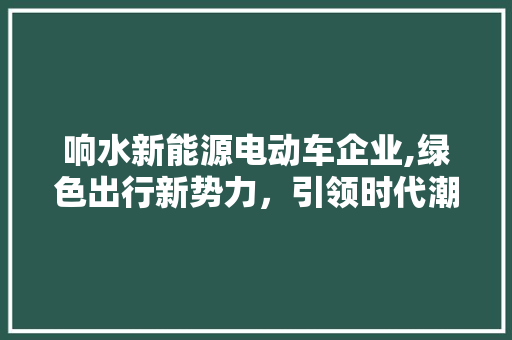 响水新能源电动车企业,绿色出行新势力，引领时代潮流 车灯配件