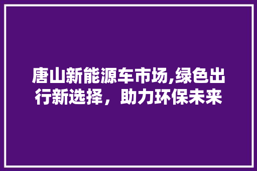 唐山新能源车市场,绿色出行新选择，助力环保未来