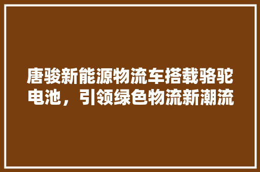 唐骏新能源物流车搭载骆驼电池，引领绿色物流新潮流