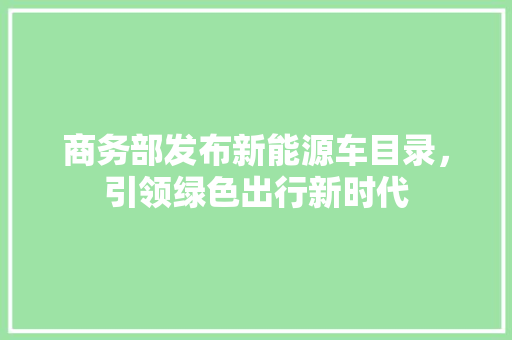 商务部发布新能源车目录，引领绿色出行新时代