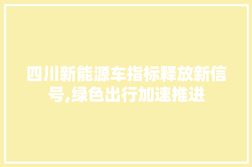 四川新能源车指标释放新信号,绿色出行加速推进