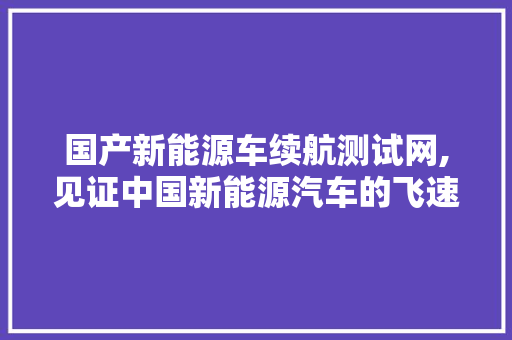 国产新能源车续航测试网,见证中国新能源汽车的飞速发展