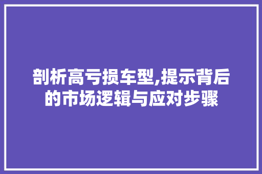 剖析高亏损车型,提示背后的市场逻辑与应对步骤