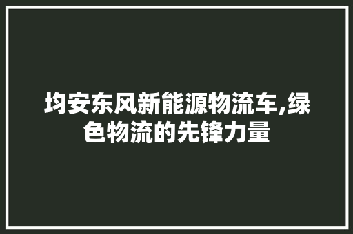 均安东风新能源物流车,绿色物流的先锋力量 蓄电池配件