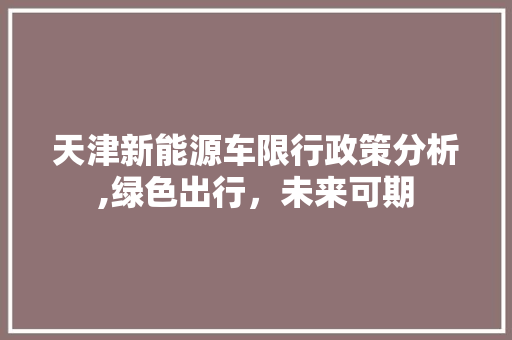 天津新能源车限行政策分析,绿色出行，未来可期