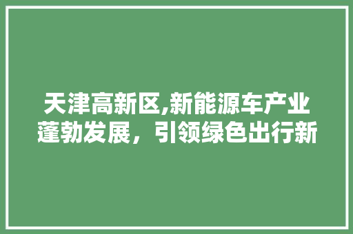 天津高新区,新能源车产业蓬勃发展，引领绿色出行新潮流 底盘配件