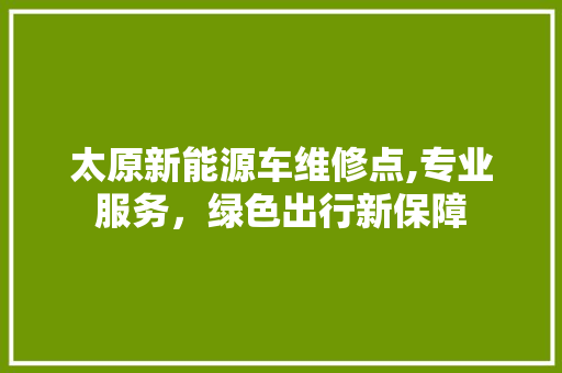太原新能源车维修点,专业服务，绿色出行新保障