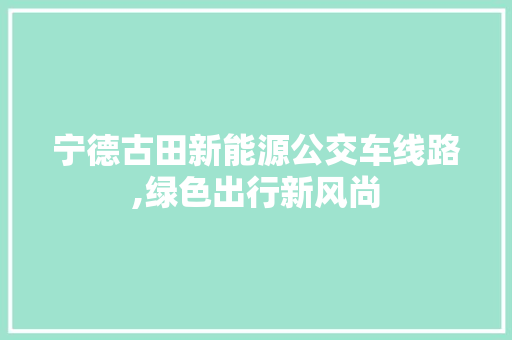 宁德古田新能源公交车线路,绿色出行新风尚