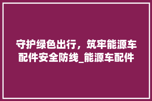 守护绿色出行，筑牢能源车配件安全防线_能源车配件被盗例子分析及防范措施