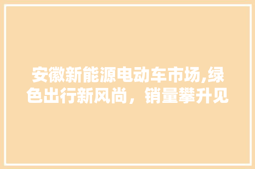 安徽新能源电动车市场,绿色出行新风尚，销量攀升见证未来