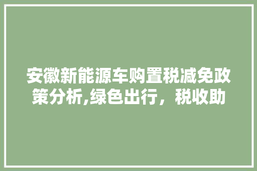安徽新能源车购置税减免政策分析,绿色出行，税收助力