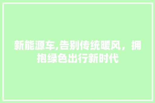 新能源车,告别传统暖风，拥抱绿色出行新时代
