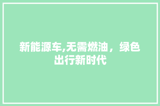 新能源车,无需燃油，绿色出行新时代