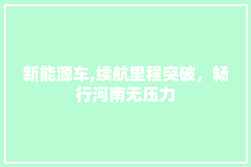 新能源车,续航里程突破，畅行河南无压力