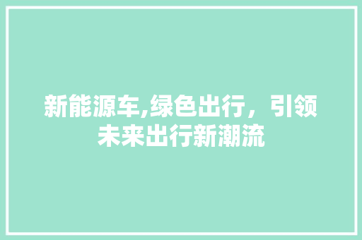 新能源车,绿色出行，引领未来出行新潮流