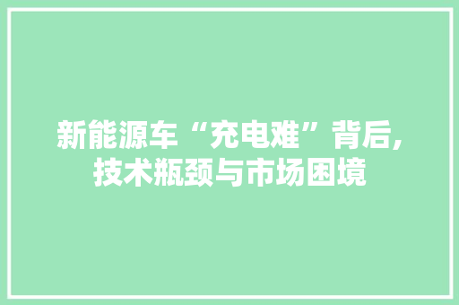 新能源车“充电难”背后,技术瓶颈与市场困境