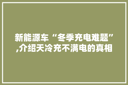新能源车“冬季充电难题”,介绍天冷充不满电的真相