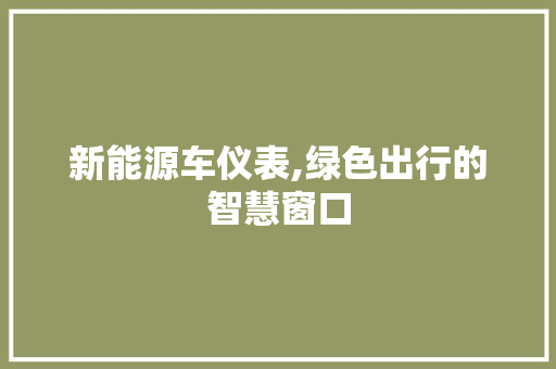 新能源车仪表,绿色出行的智慧窗口