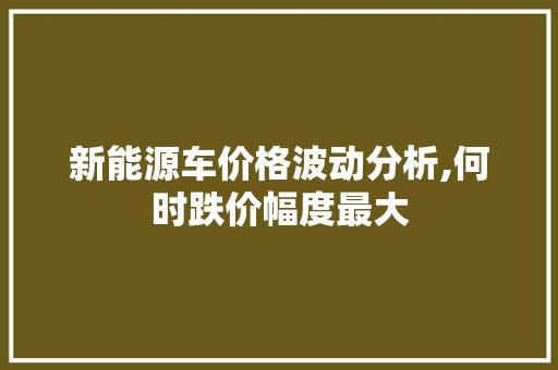 新能源车价格波动分析,何时跌价幅度最大