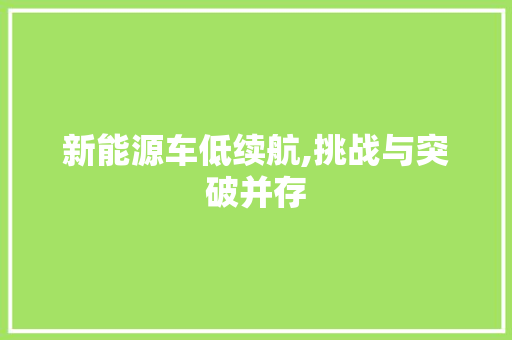 新能源车低续航,挑战与突破并存