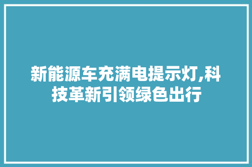 新能源车充满电提示灯,科技革新引领绿色出行