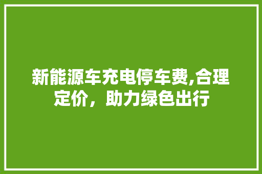 新能源车充电停车费,合理定价，助力绿色出行