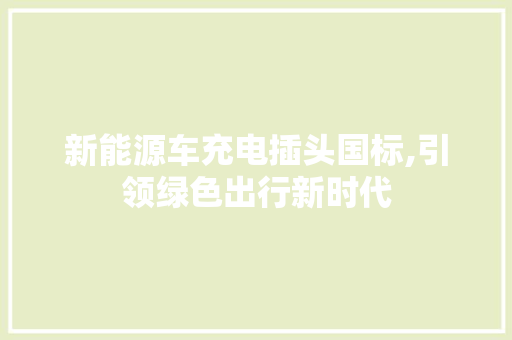 新能源车充电插头国标,引领绿色出行新时代
