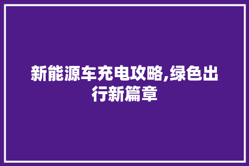 新能源车充电攻略,绿色出行新篇章