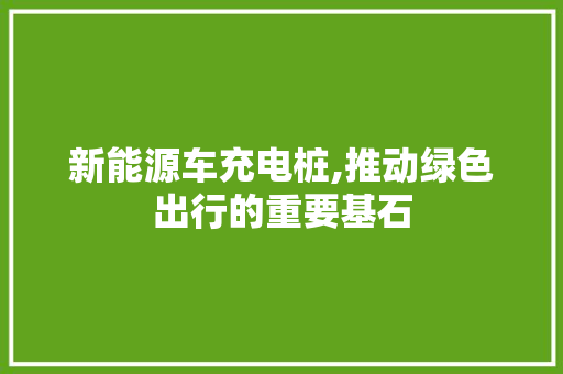 新能源车充电桩,推动绿色出行的重要基石