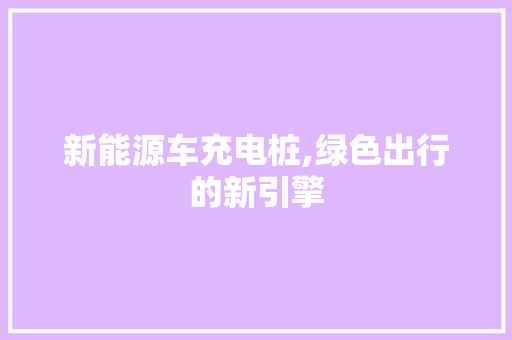 新能源车充电桩,绿色出行的新引擎 车身配件