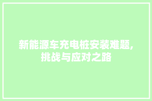 新能源车充电桩安装难题,挑战与应对之路