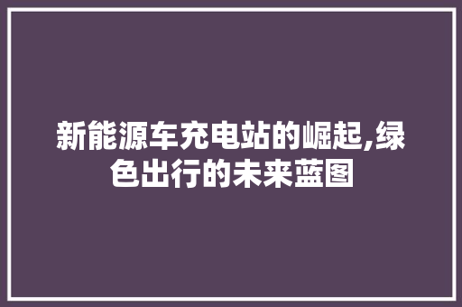 新能源车充电站的崛起,绿色出行的未来蓝图