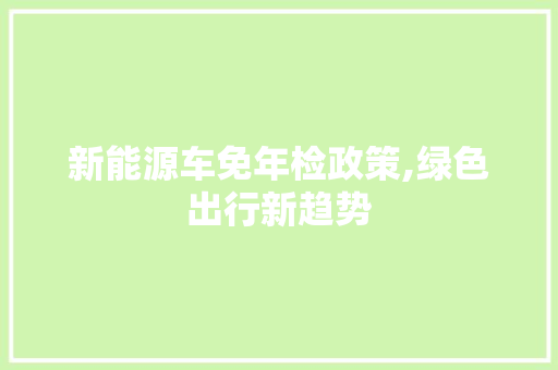 新能源车免年检政策,绿色出行新趋势