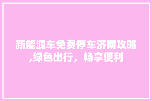 新能源车免费停车济南攻略,绿色出行，畅享便利
