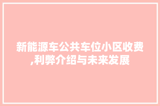 新能源车公共车位小区收费,利弊介绍与未来发展