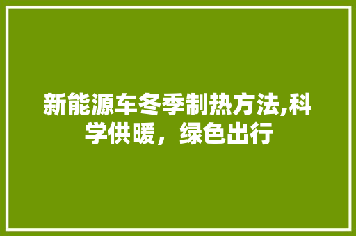 新能源车冬季制热方法,科学供暖，绿色出行