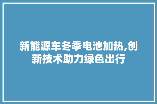 新能源车冬季电池加热,创新技术助力绿色出行