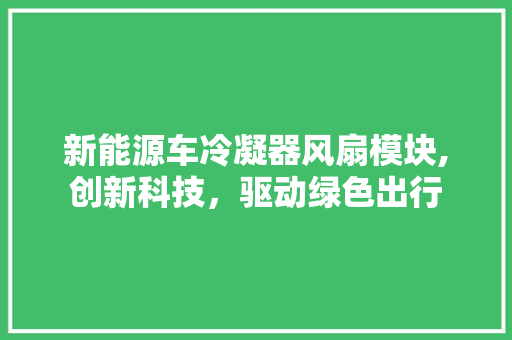 新能源车冷凝器风扇模块,创新科技，驱动绿色出行