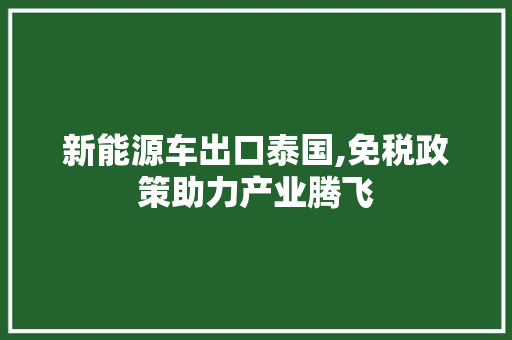 新能源车出口泰国,免税政策助力产业腾飞 发动机配件