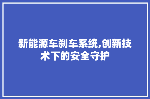 新能源车刹车系统,创新技术下的安全守护