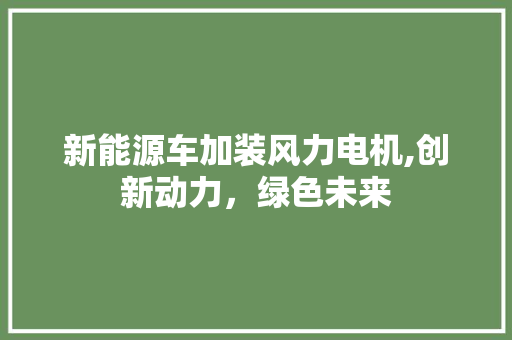 新能源车加装风力电机,创新动力，绿色未来