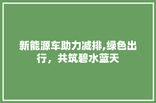 新能源车助力减排,绿色出行，共筑碧水蓝天