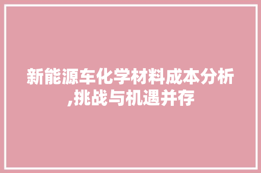新能源车化学材料成本分析,挑战与机遇并存