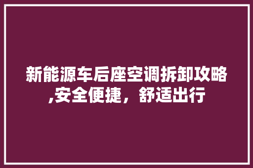 新能源车后座空调拆卸攻略,安全便捷，舒适出行